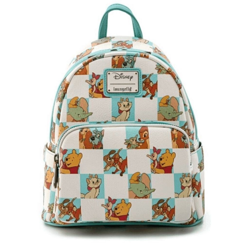 Loungefly Disney Princess Sidekicks Blue / Mint & White Checkered Mini Backpack